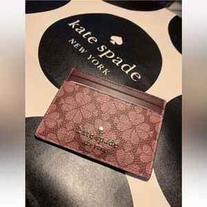Kate Spade Burgundy Flower Small Slim Card Holder